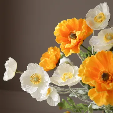 Klaprozen kunstboeket - Daylight, wit-oranje - Botané