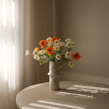 Klaprozen kunstboeket - Daylight, wit-oranje - Botané