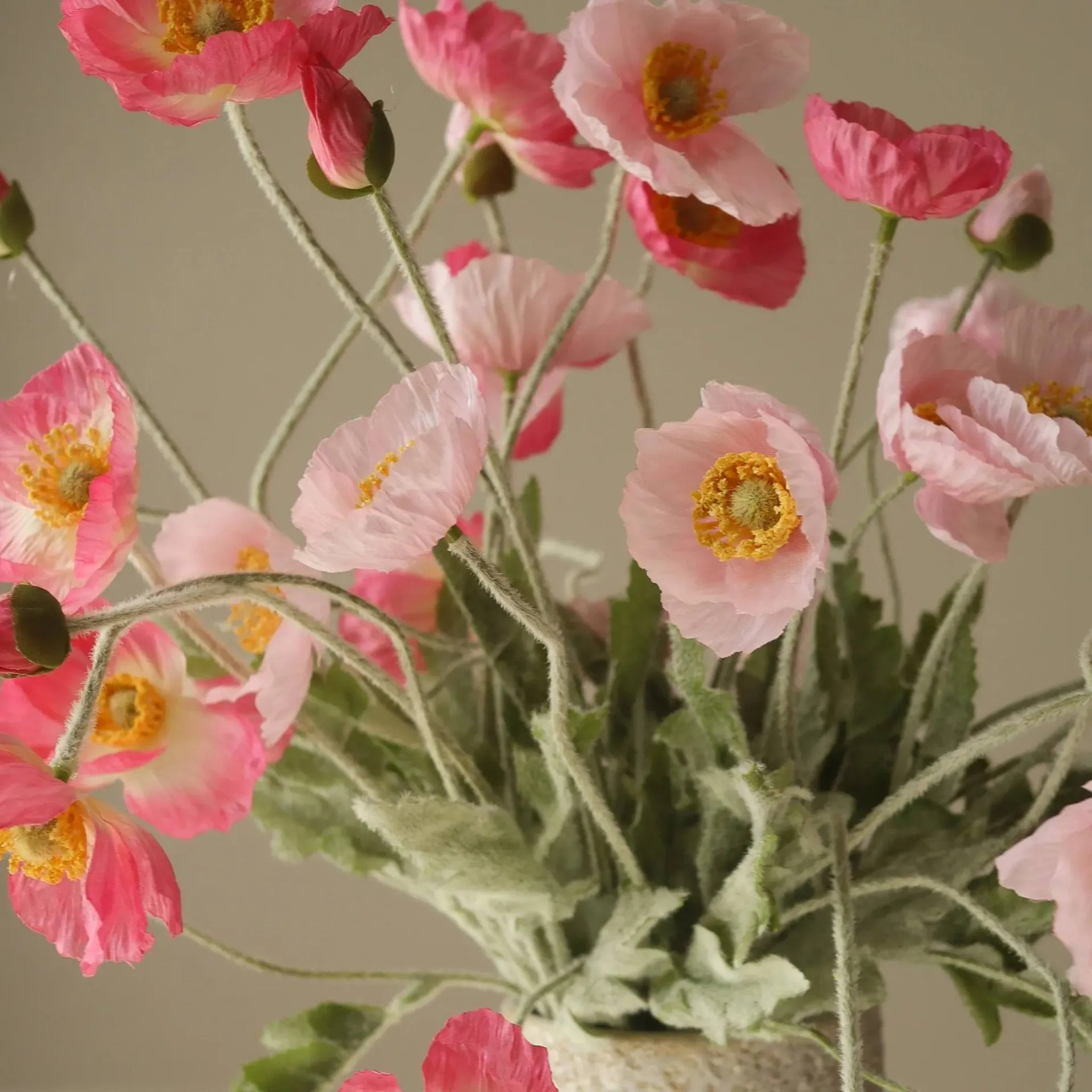 Klaprozen kunstboeket, Pink Pursuit, lichtroze-roze, 10 st. Botané