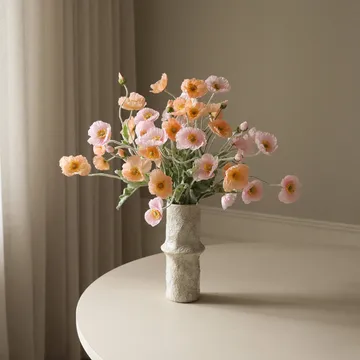 Klaprozen kunstboeket - Sorbet Kisses, lichtroze-koraal 11 st. - Botané