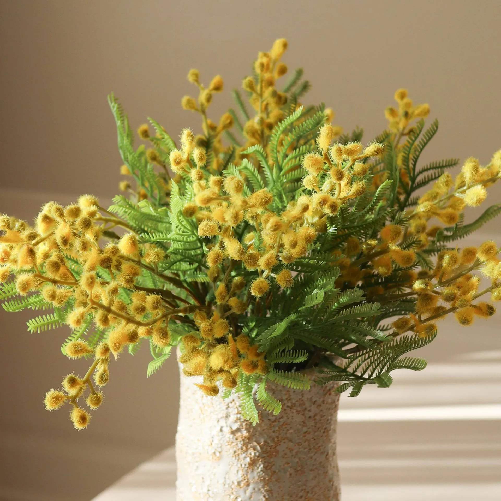 Mimosa kunstboeket, Mini, geel 10 st. Botané