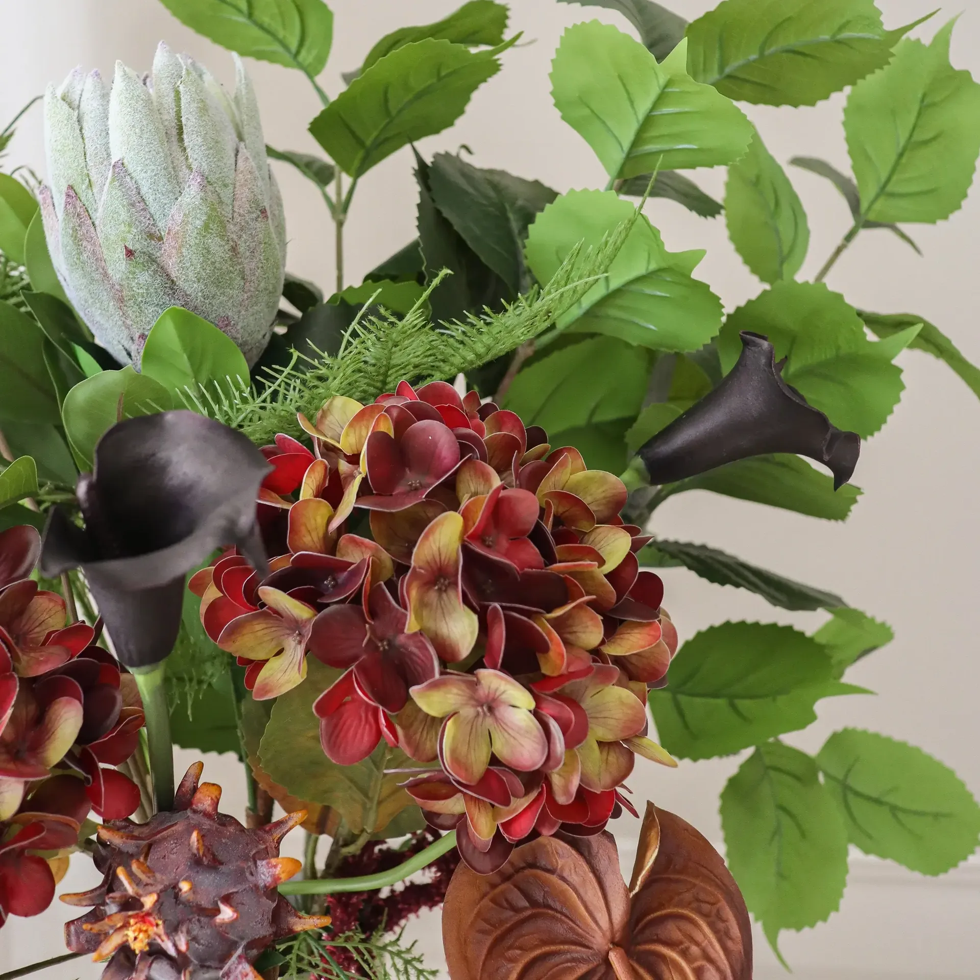 Noir Botanica kunstboeket, hortensia-calla-anthurium 112 cm, 15 stuks Botané