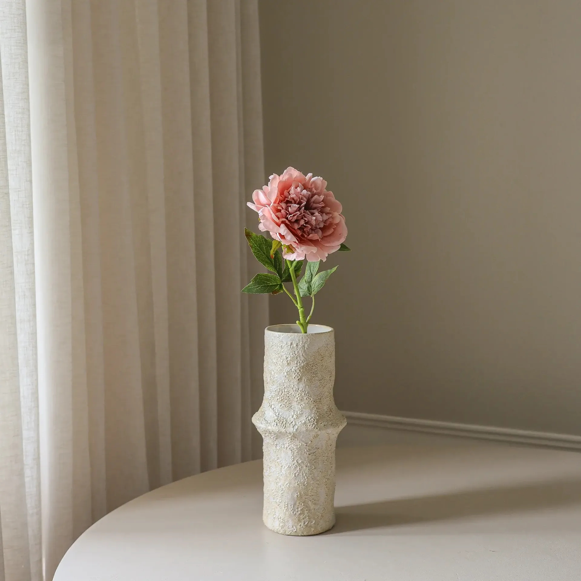 pioen kunstbloem, Dusty pink, 56 cm, 1 stuks Botané