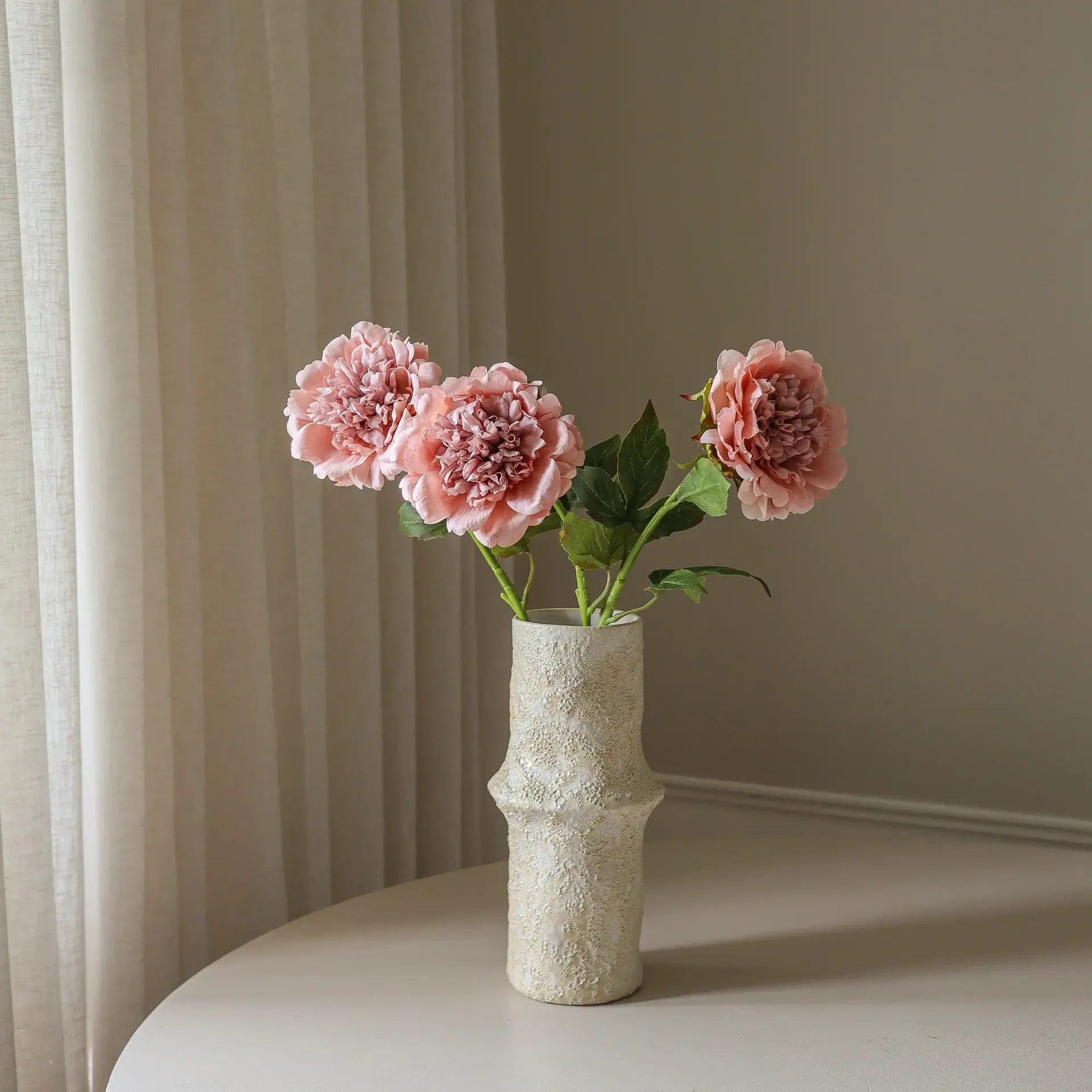 pioen kunstbloem, Dusty pink, 56 cm, 1 stuks Botané