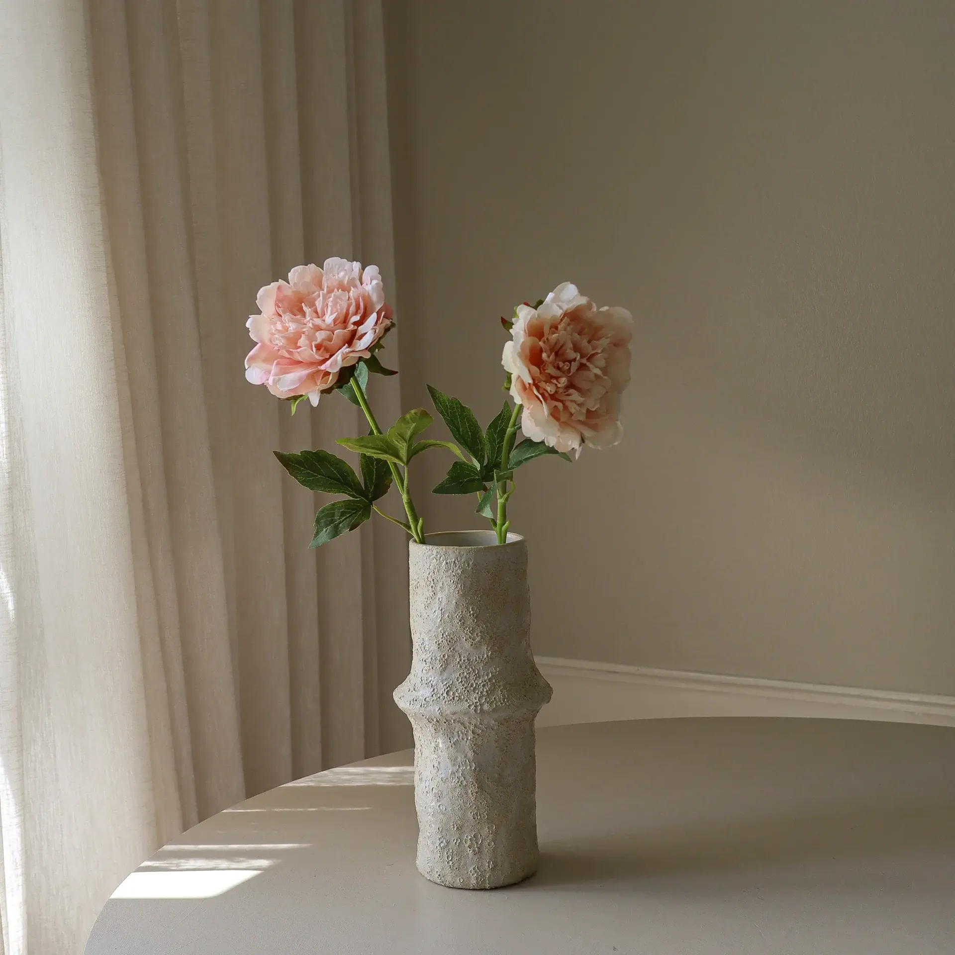 pioen kunstbloem, Light pink, 56 cm, 1 stuks Botané