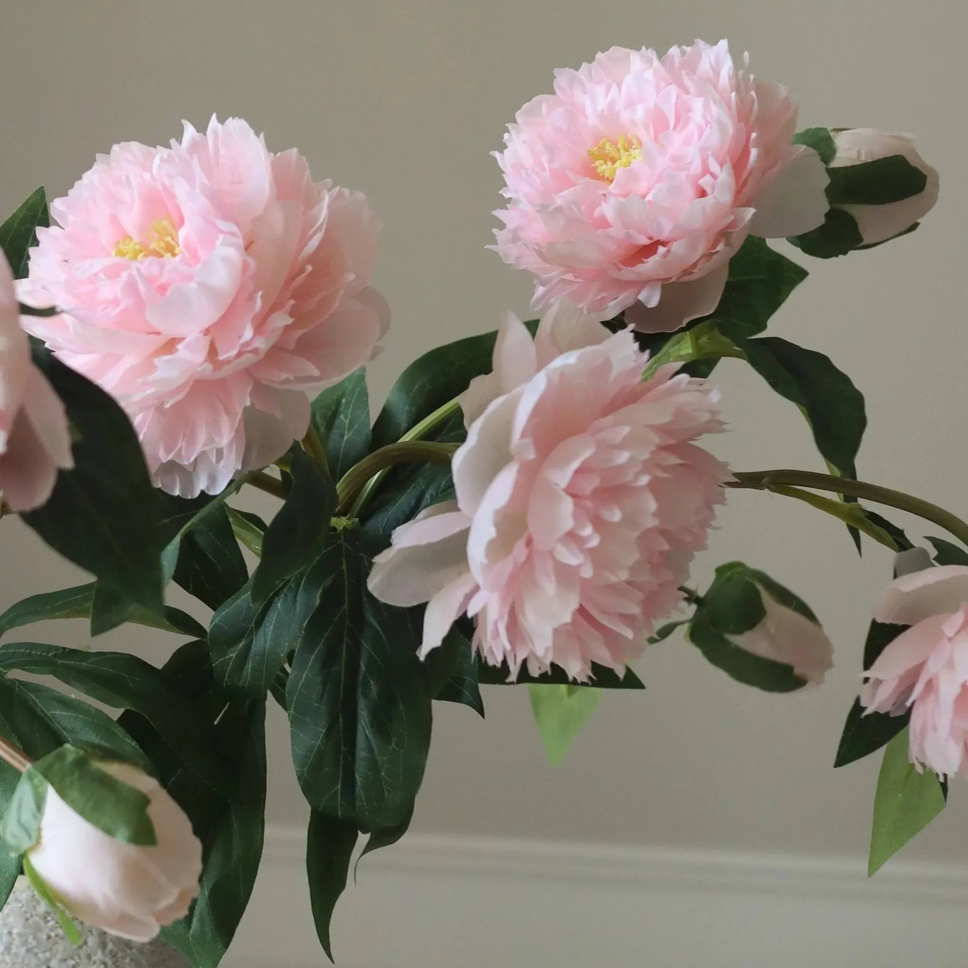Pioenrozen kunstboeket, Medium, roze 5 st. Botané