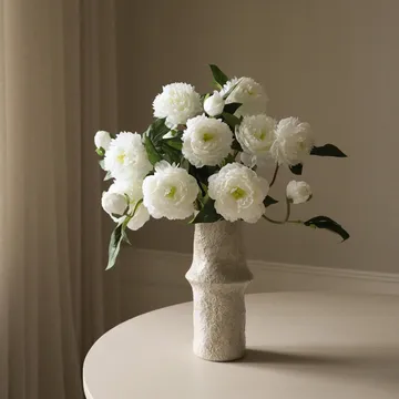 Pioenrozen kunstboeket - Medium, wit 5 st. - Botané