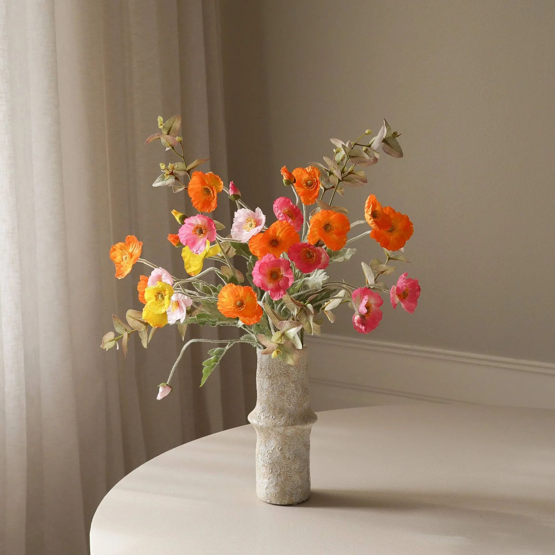 Poppy Spritz kunstboeket, Klaproos-eucalyptus 10 st. Botané