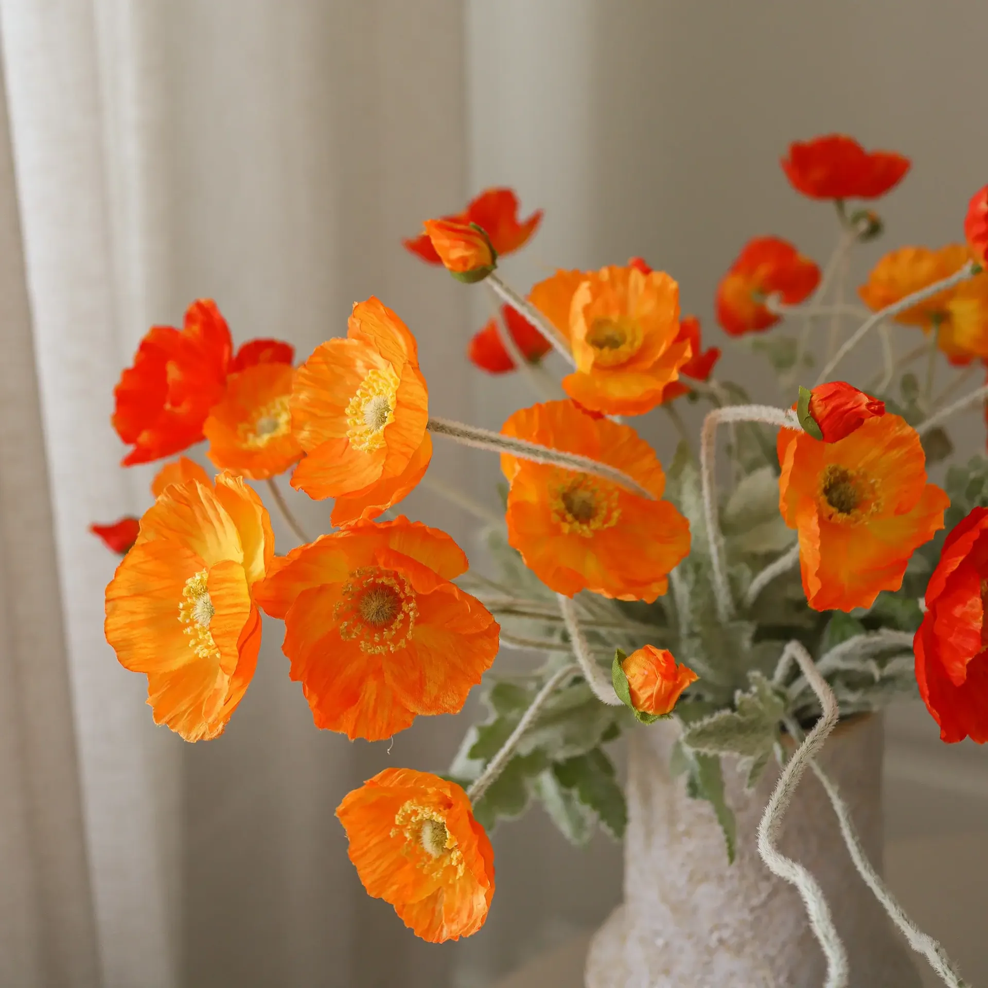 Poppy Sunset kunstboeket, Vallmo, 56 cm, 11 stuks Botané