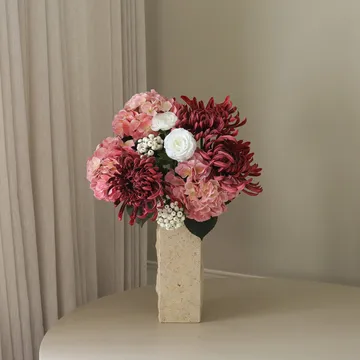 Rose reverie kunstboeket - Hortensia, spinnenchrysant, ranonkel, 77 cm - Botané