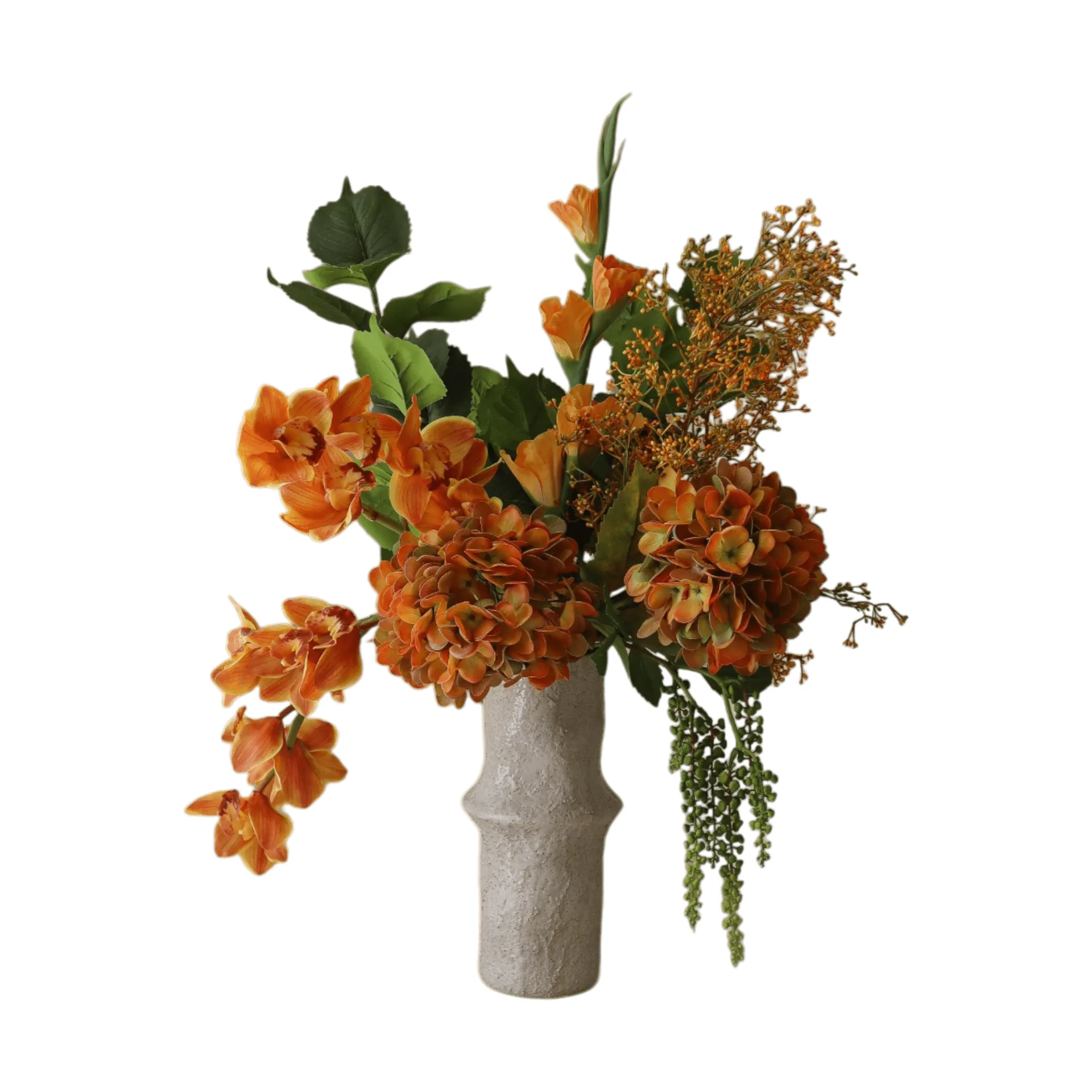 The Orangery kunstboeket, cymbidiumorchidee-gladiolus-hortensia, 85 cm, 10 stuks Botané