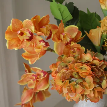 The Orangery kunstboeket - cymbidiumorchidee-gladiolus-hortensia, 85 cm, 10 stuks - Botané
