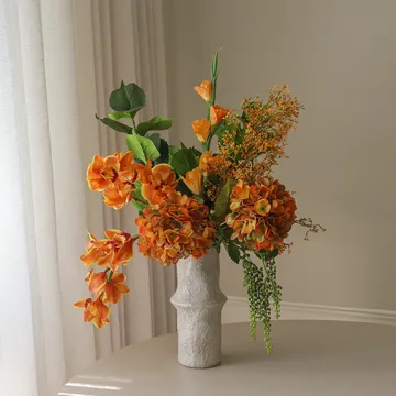 The Orangery kunstboeket - cymbidiumorchidee-gladiolus-hortensia, 85 cm, 10 stuks - Botané