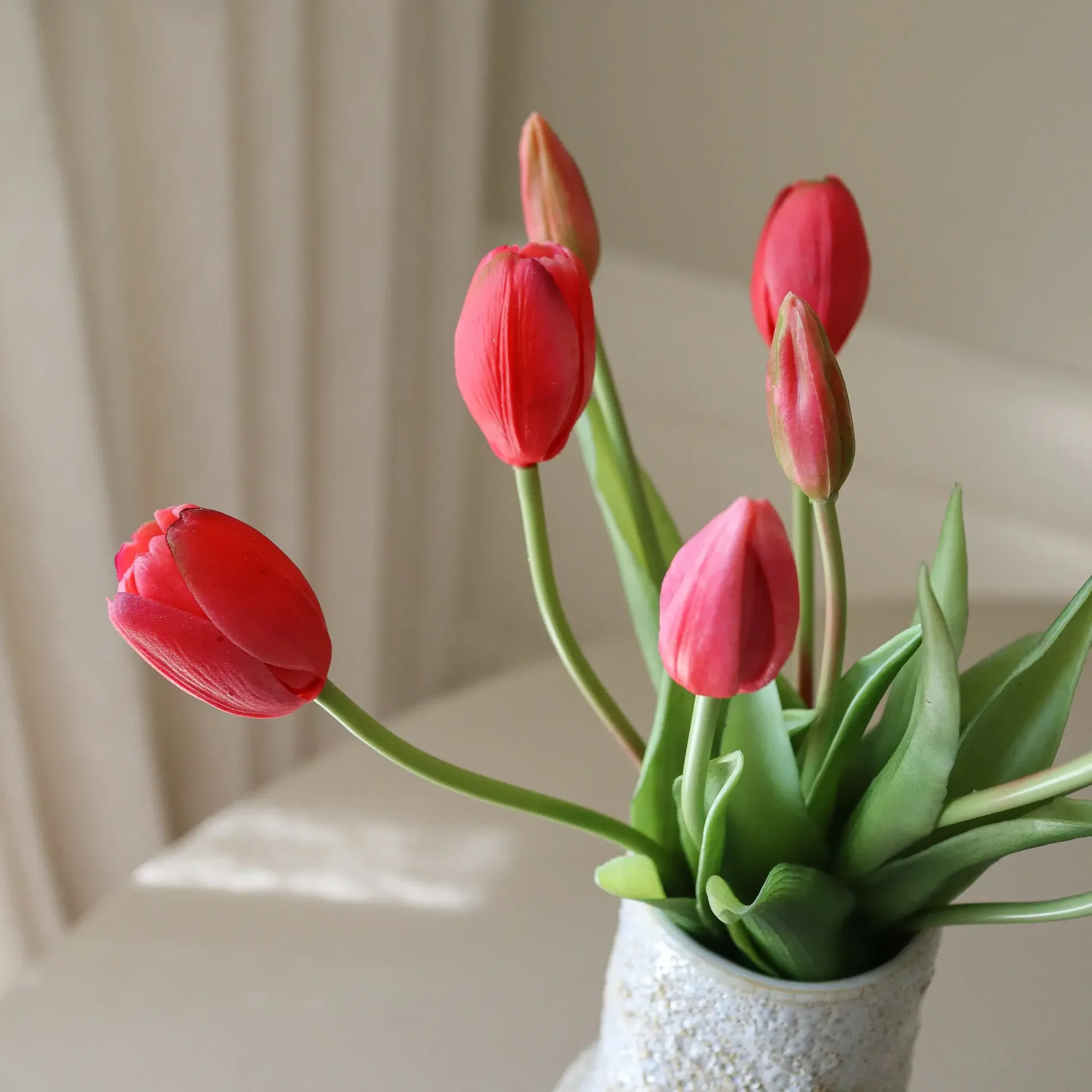 Tulpen kunstboeket, Light red, 5 stuks Botané