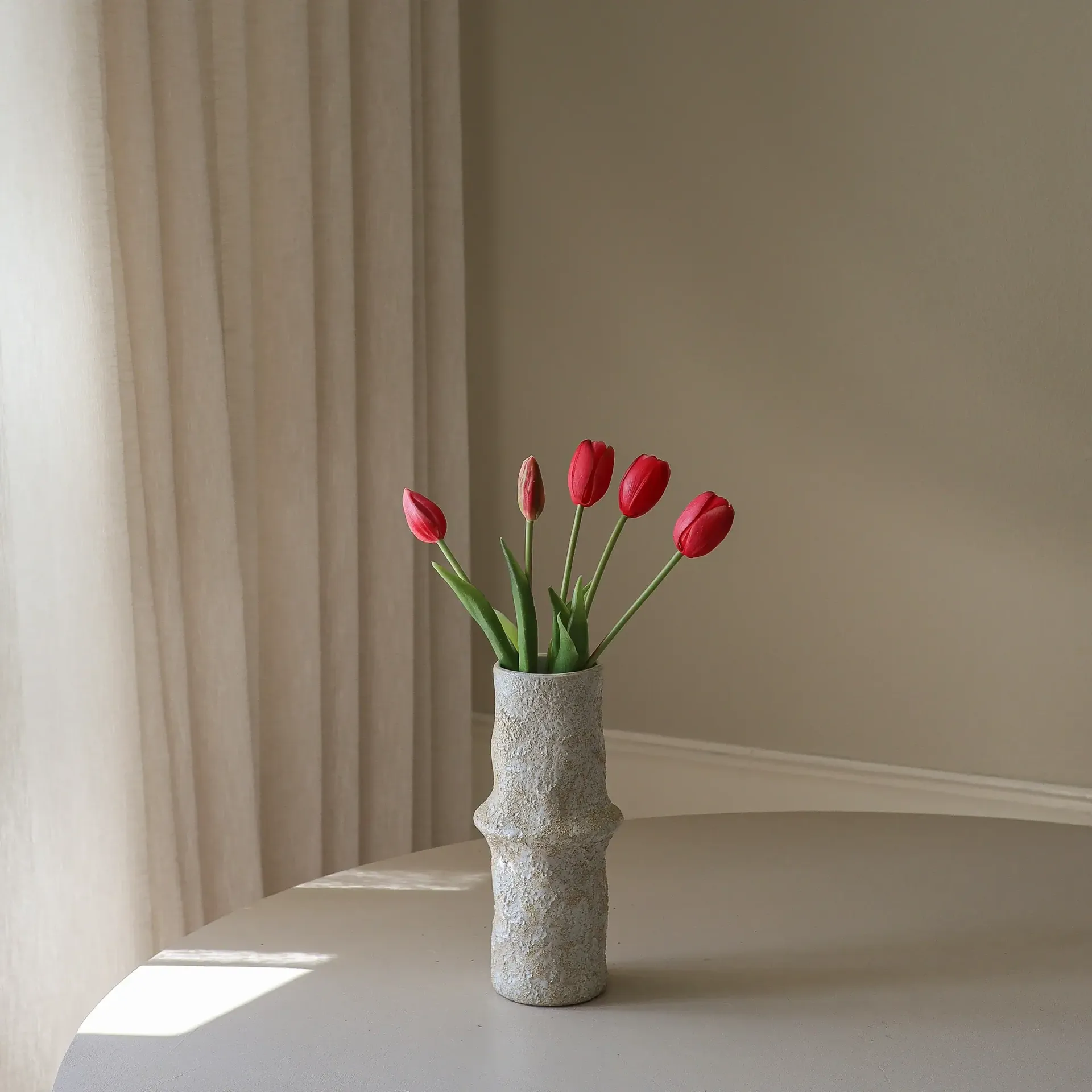Tulpen kunstboeket, Light red, 5 stuks Botané