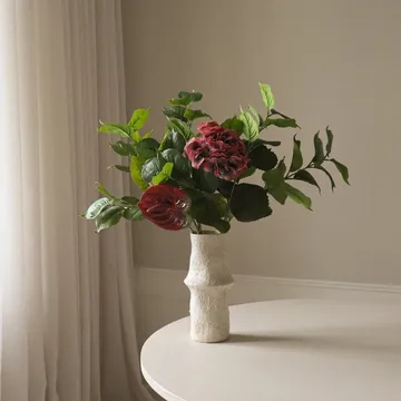 Velvet rouge kunstboeket - Hortensia-rode anthurium 6 st. - Botané