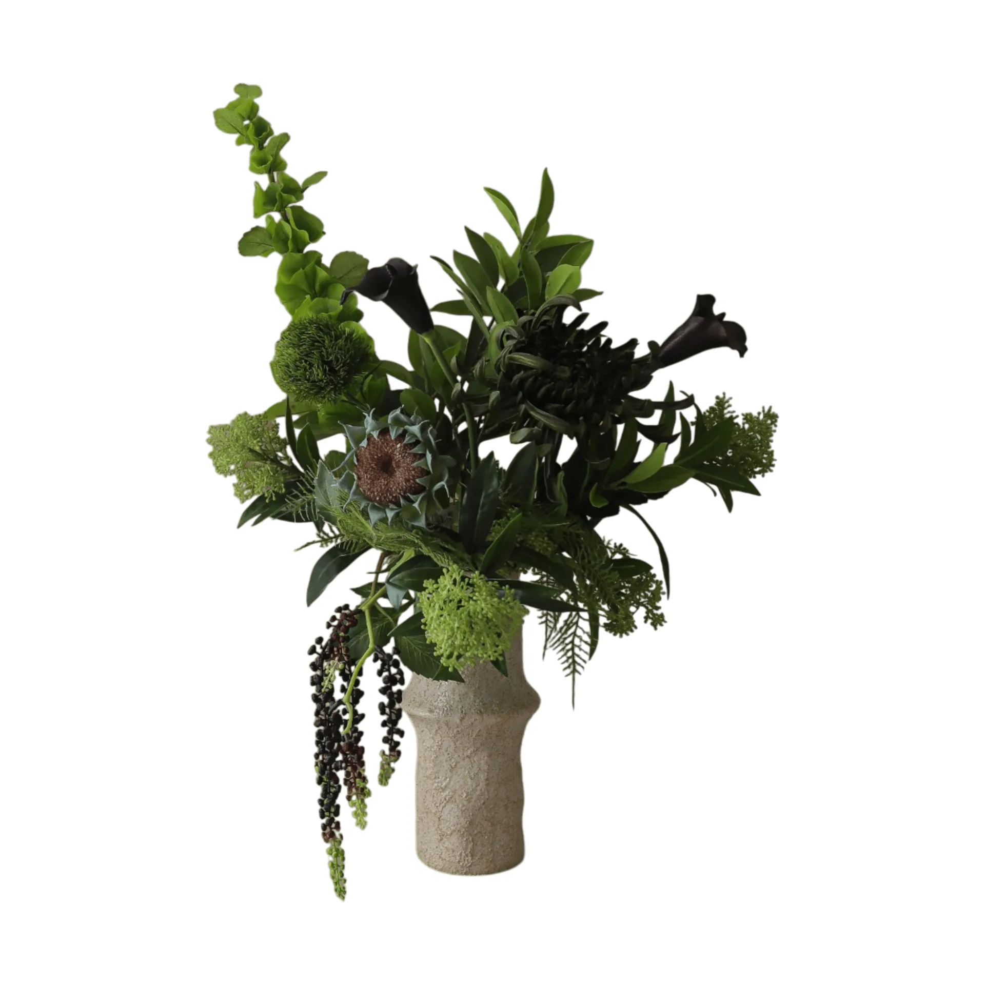 Verdant Noir kunstboeket, Calla-spinchr­ysantemum-herfstzonnebloem, 92 cm, 13 stuks Botané