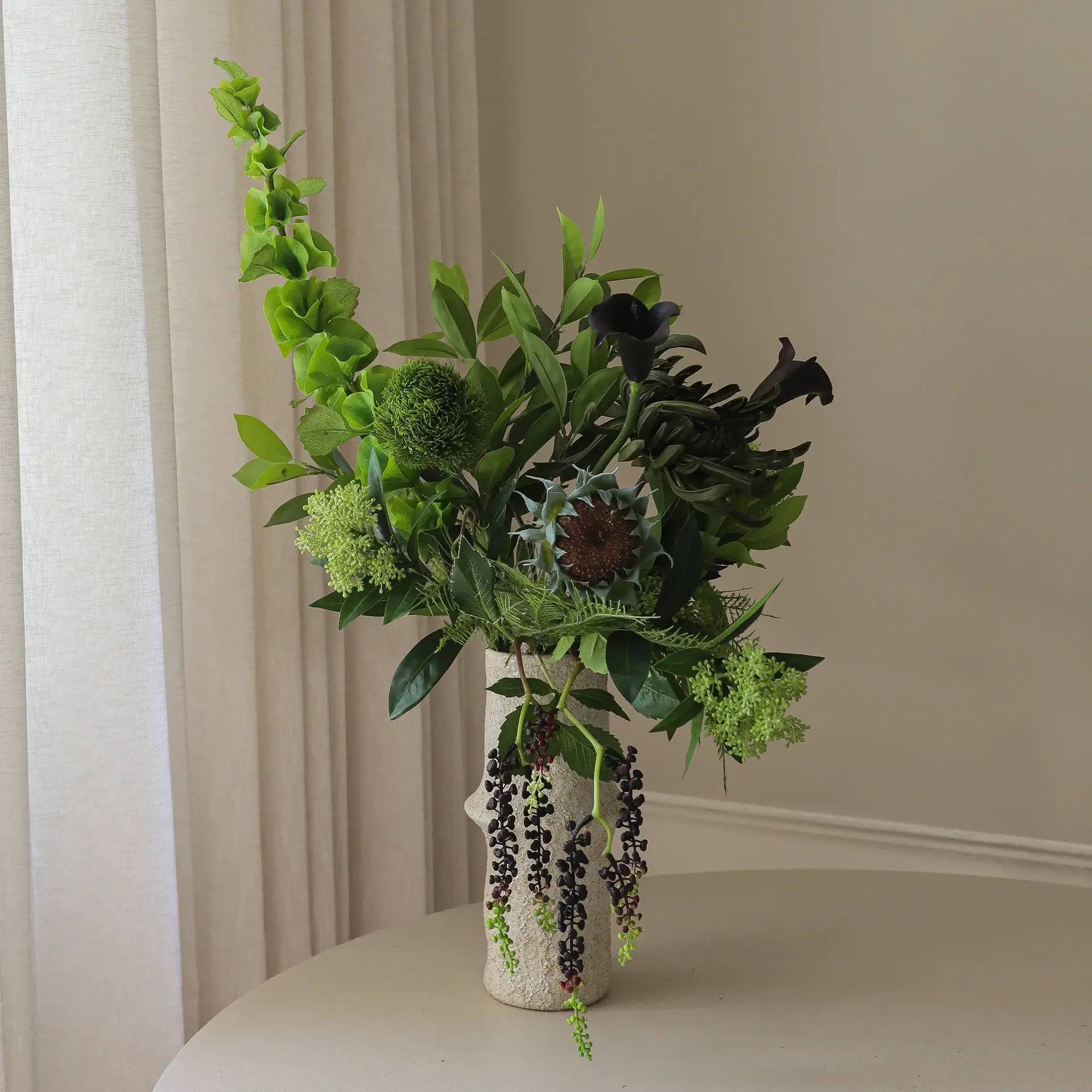 Verdant Noir kunstboeket, Calla-spinchr­ysantemum-herfstzonnebloem, 92 cm, 13 stuks Botané