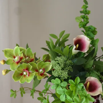 Wild Grove kunstboeket - Calla-cymbidiumorchidee-wilde peen, 112 cm, 16 st - Botané