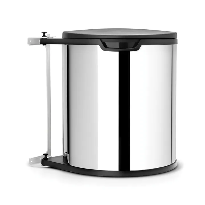 Afvalemmer voor keukenkast rond, kunststof binnenemmer (incl. bevestiging) 15 L - Geborsteld staal - Brabantia