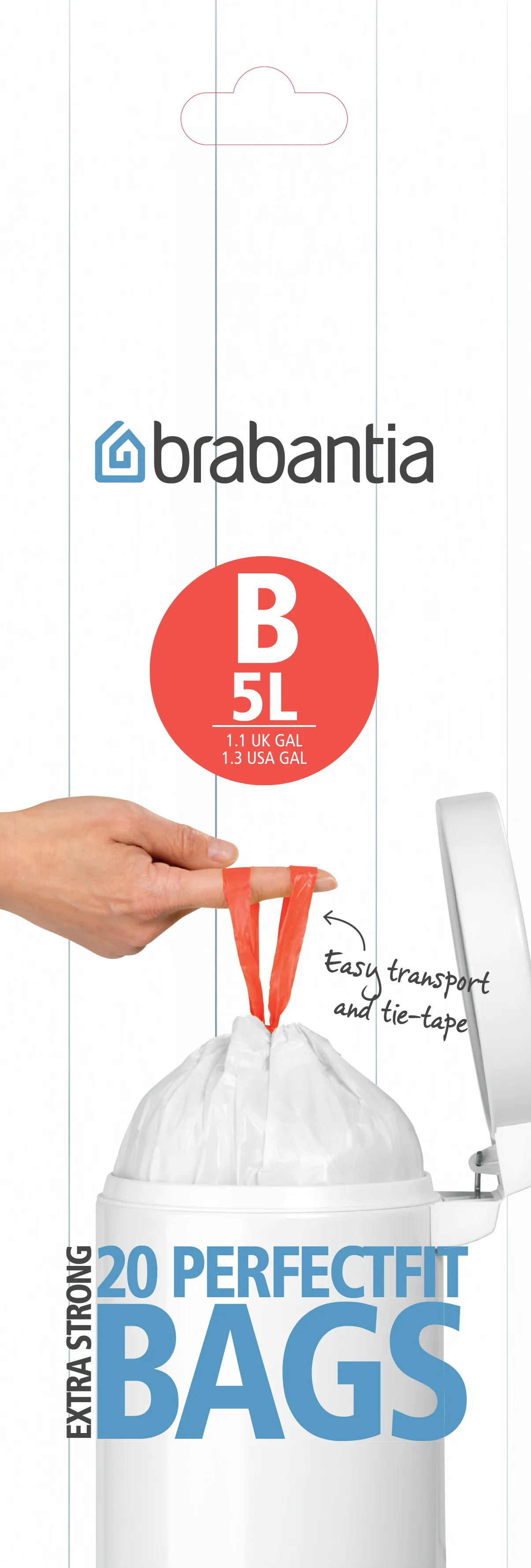 Afvalzakken B, 5 liter 20 zakken/rol, 5 l Brabantia