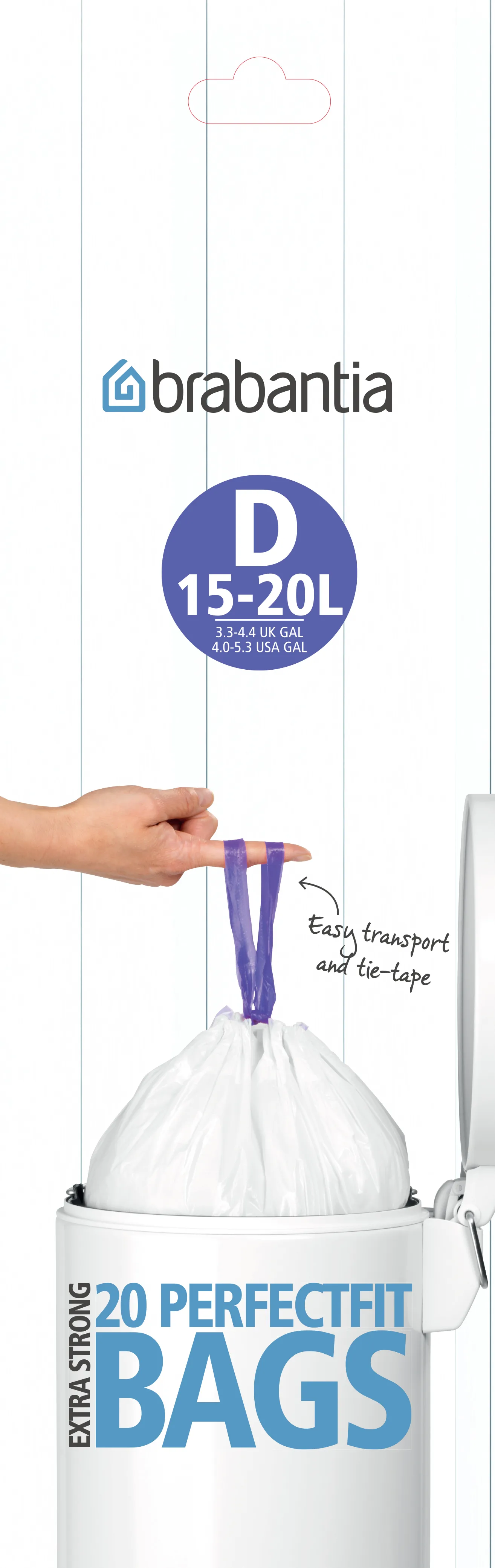 Afvalzakken D, 15 liter 20 zakken/rol, 15 l Brabantia