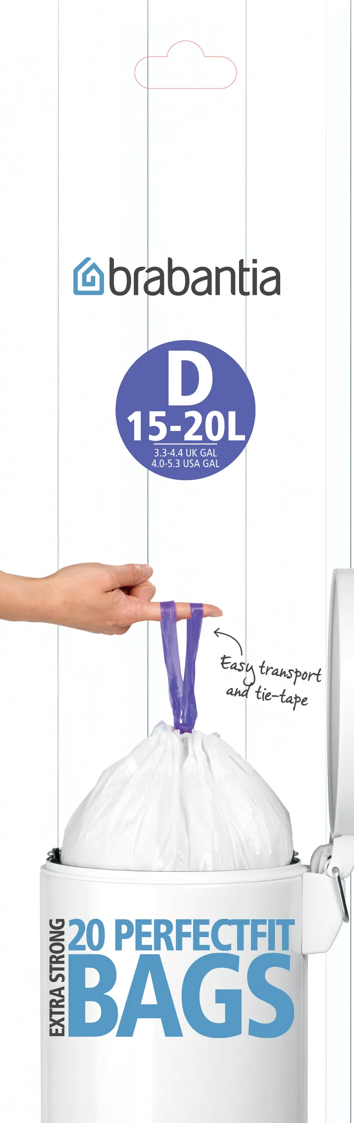 Afvalzakken D, 15 liter 20 zakken/rol - 15 l - Brabantia