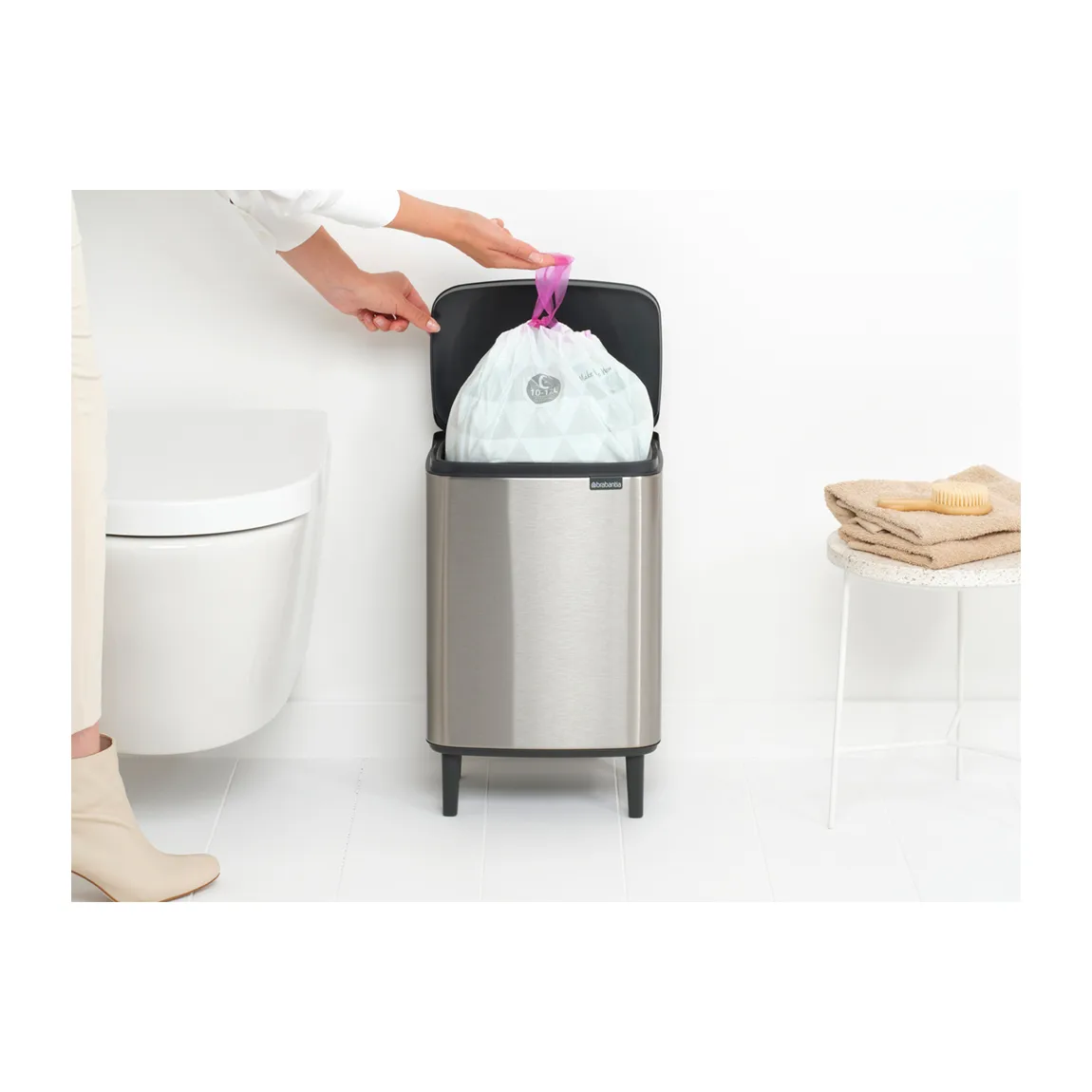 Bo afvalbak hoog 12 L, Matgeborsteld staal Brabantia