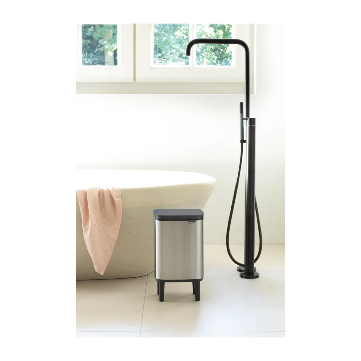 Bo afvalbak hoog 7 L, Matgeborsteld staal Brabantia