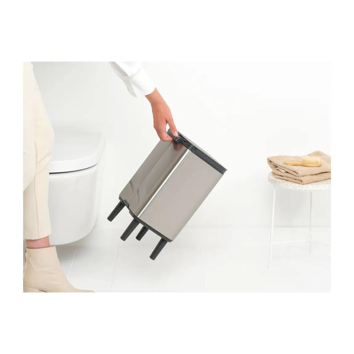 Bo afvalbak hoog 7 L, Matgeborsteld staal Brabantia