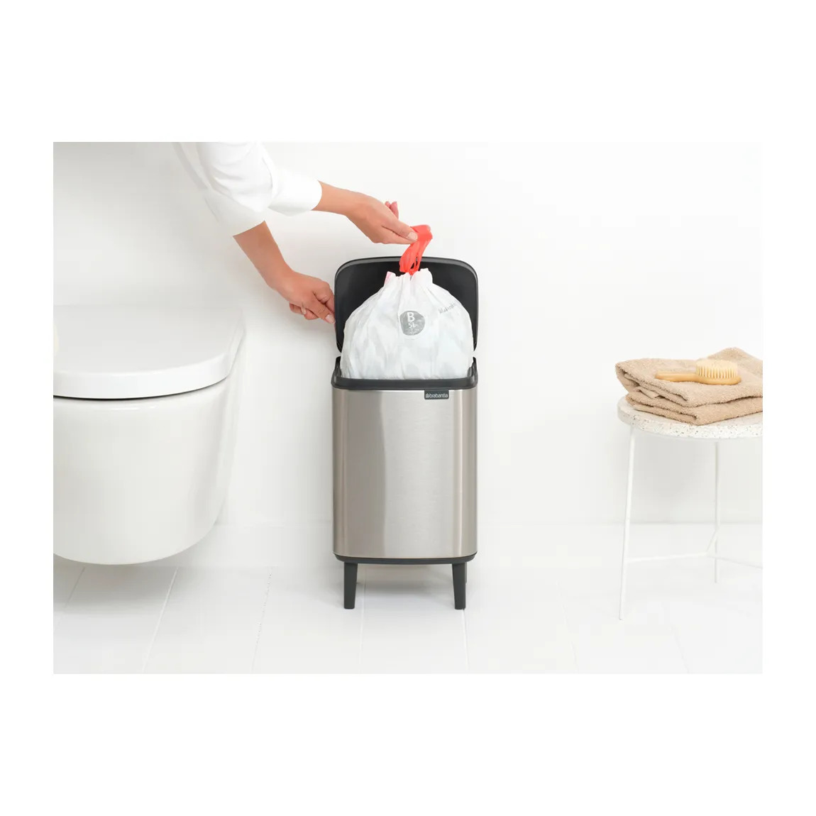 Bo afvalbak hoog 7 L, Matgeborsteld staal Brabantia