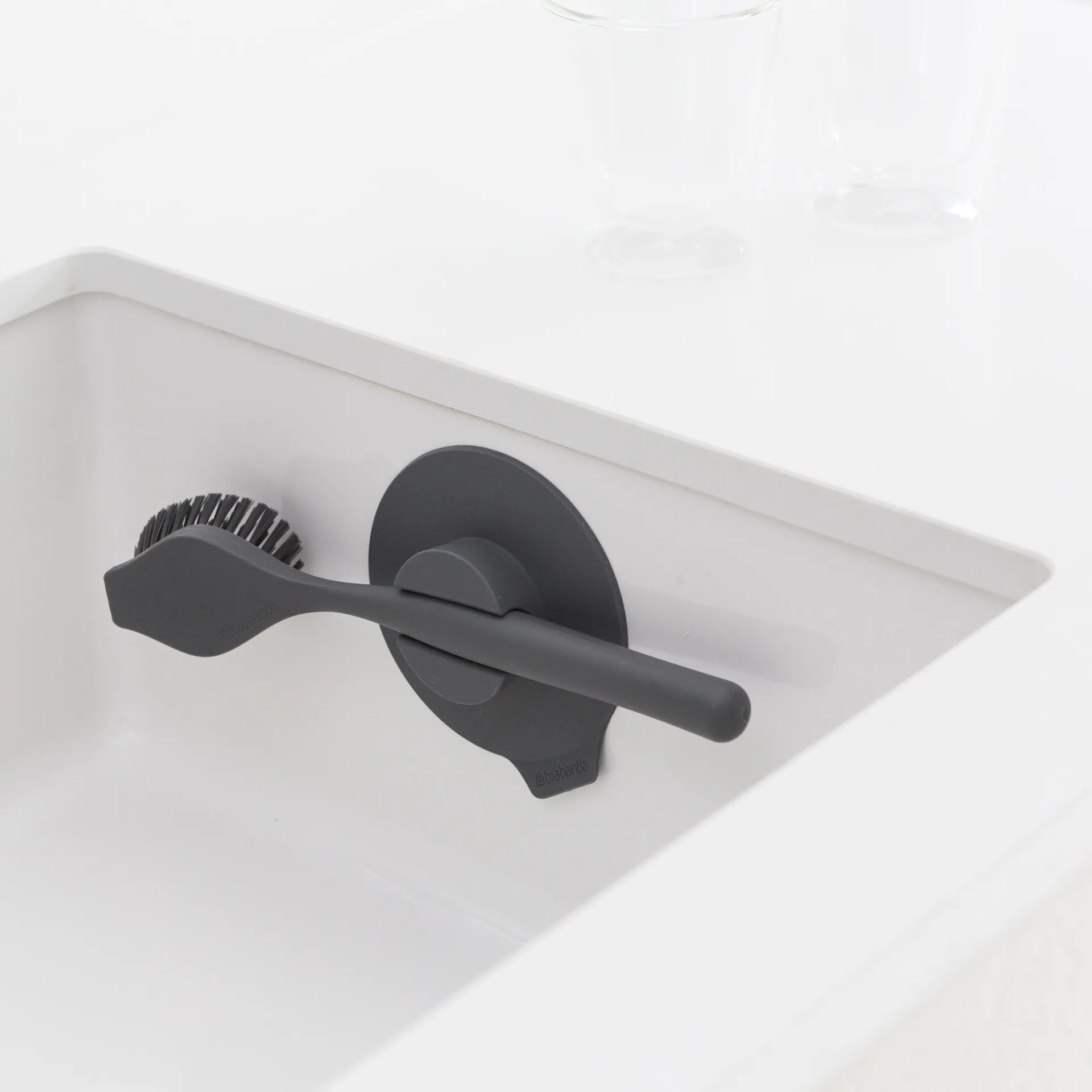 Brabantia afwasborstel met zuignap, donkergrijs Brabantia