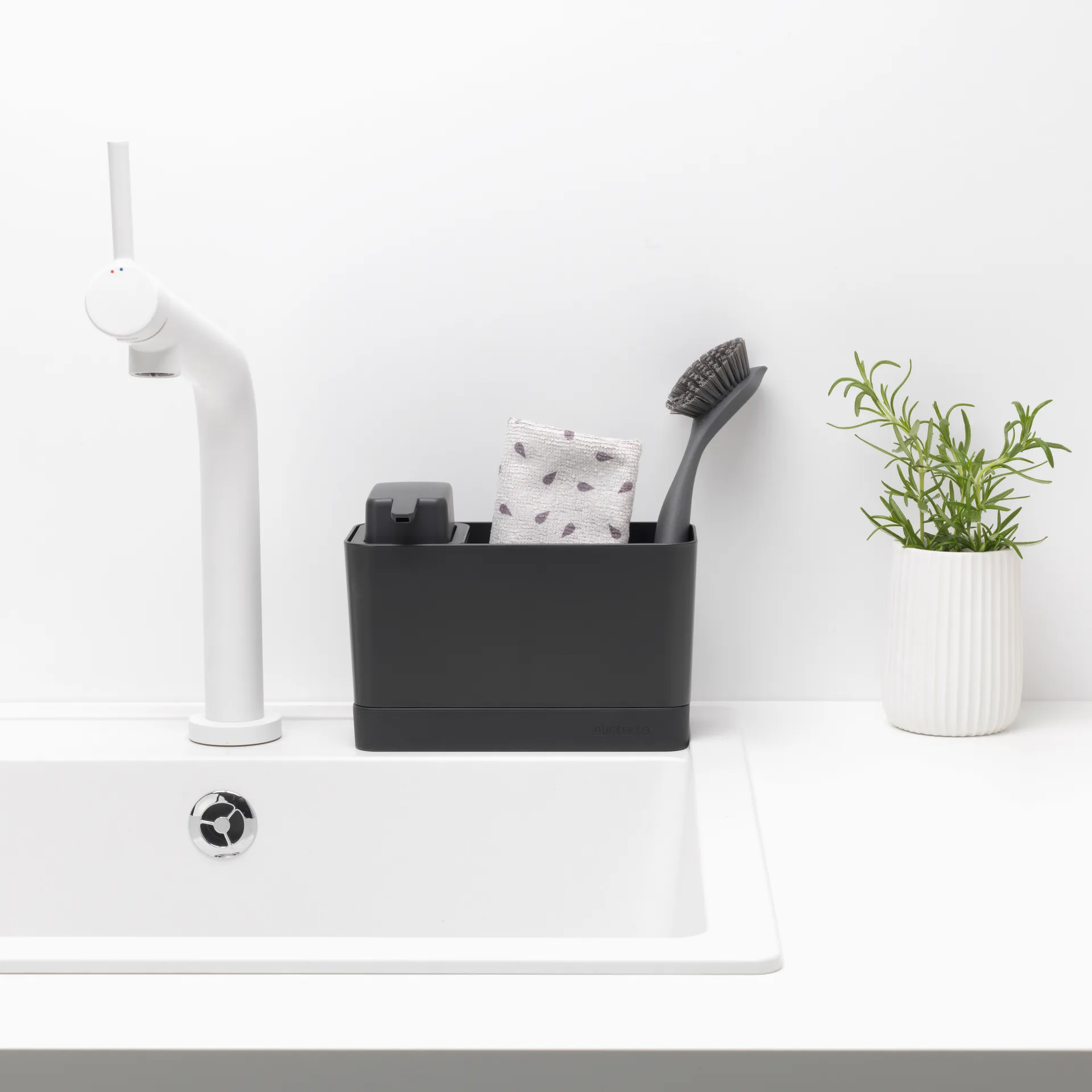 Brabantia gootsteenorganizer met zeeppomp, Donkergrijs Brabantia
