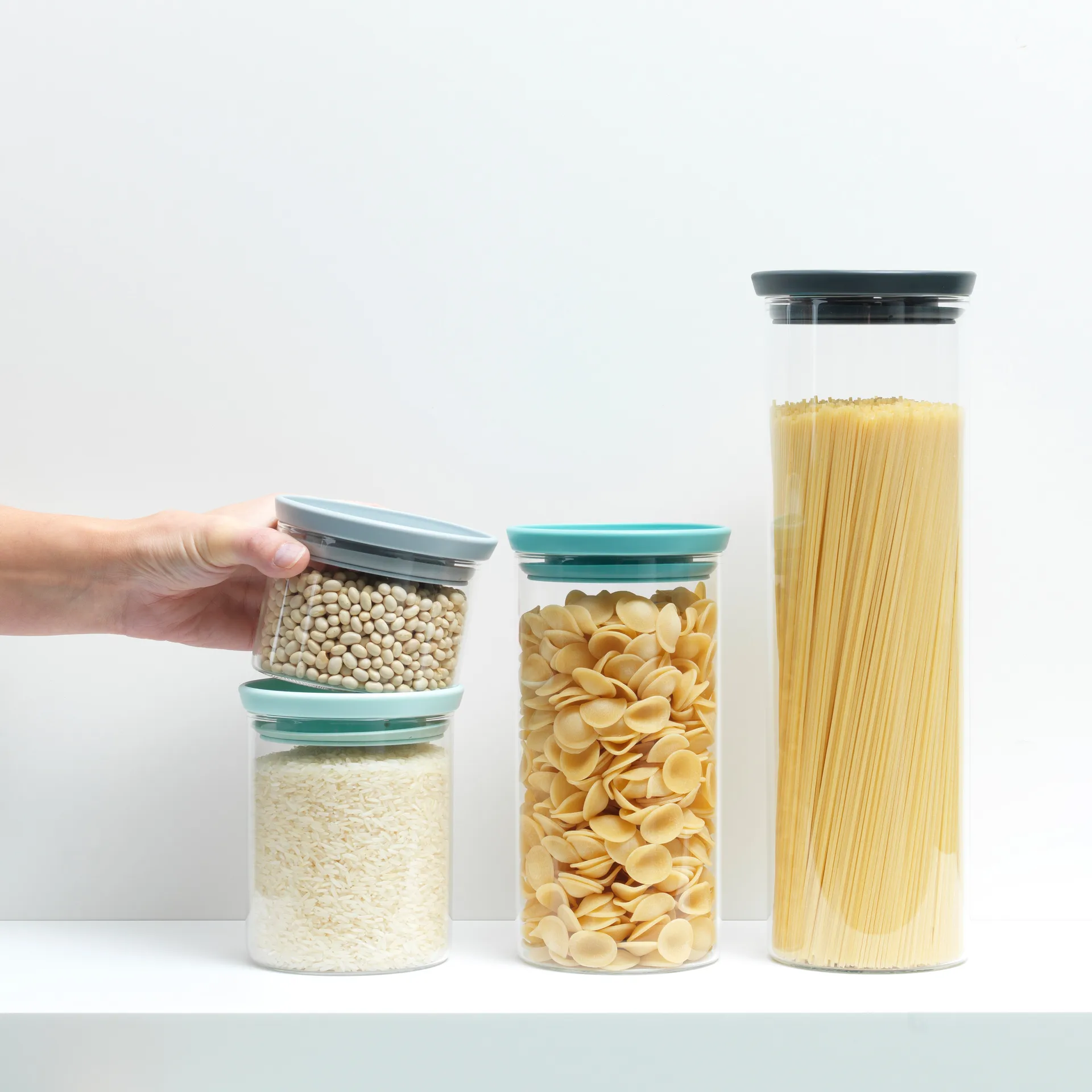 Brabantia voorraadbussen glas 3-pack, grijs-blauw Brabantia