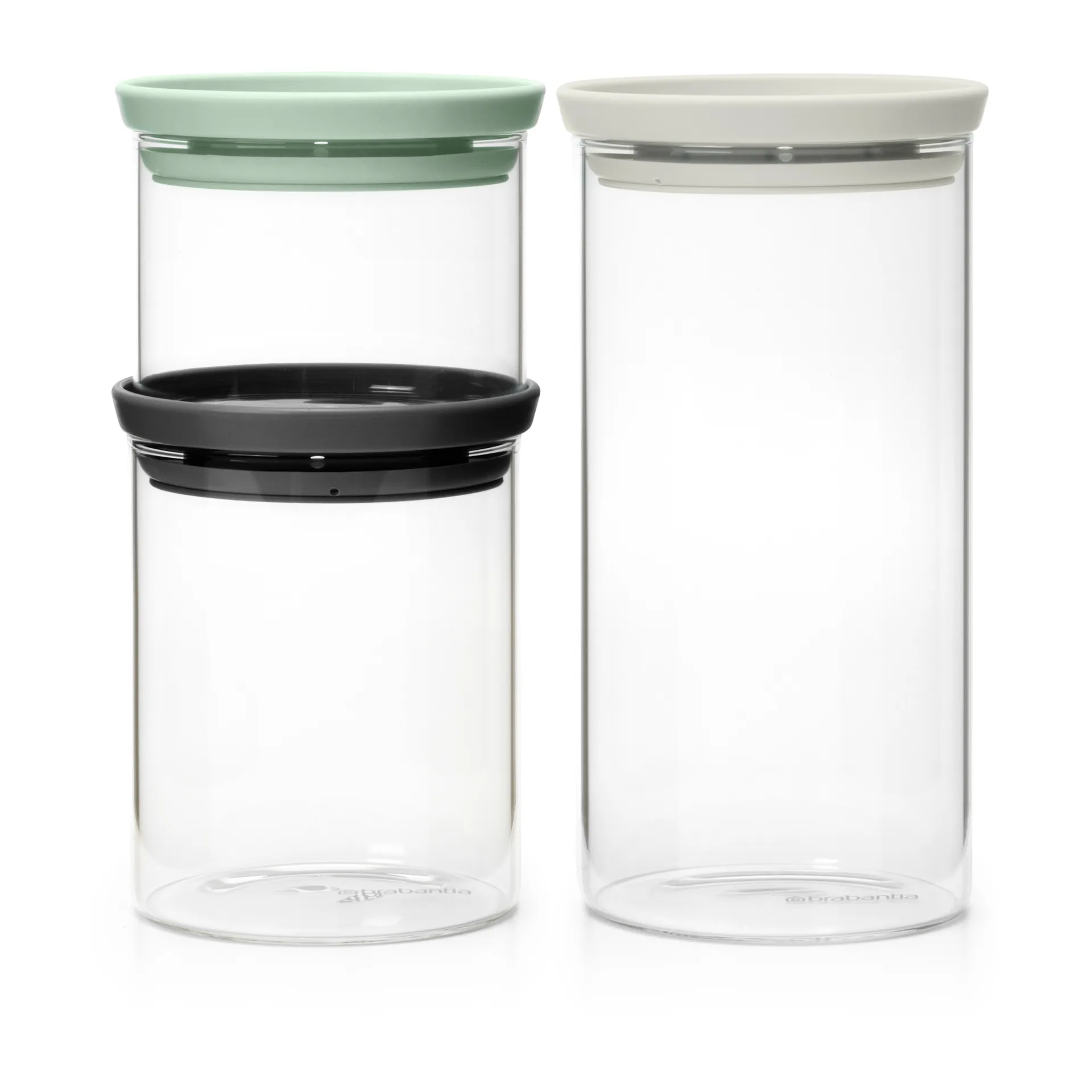 Brabantia voorraadbussen glas 3-pack, Zwart-grijs-groen Brabantia