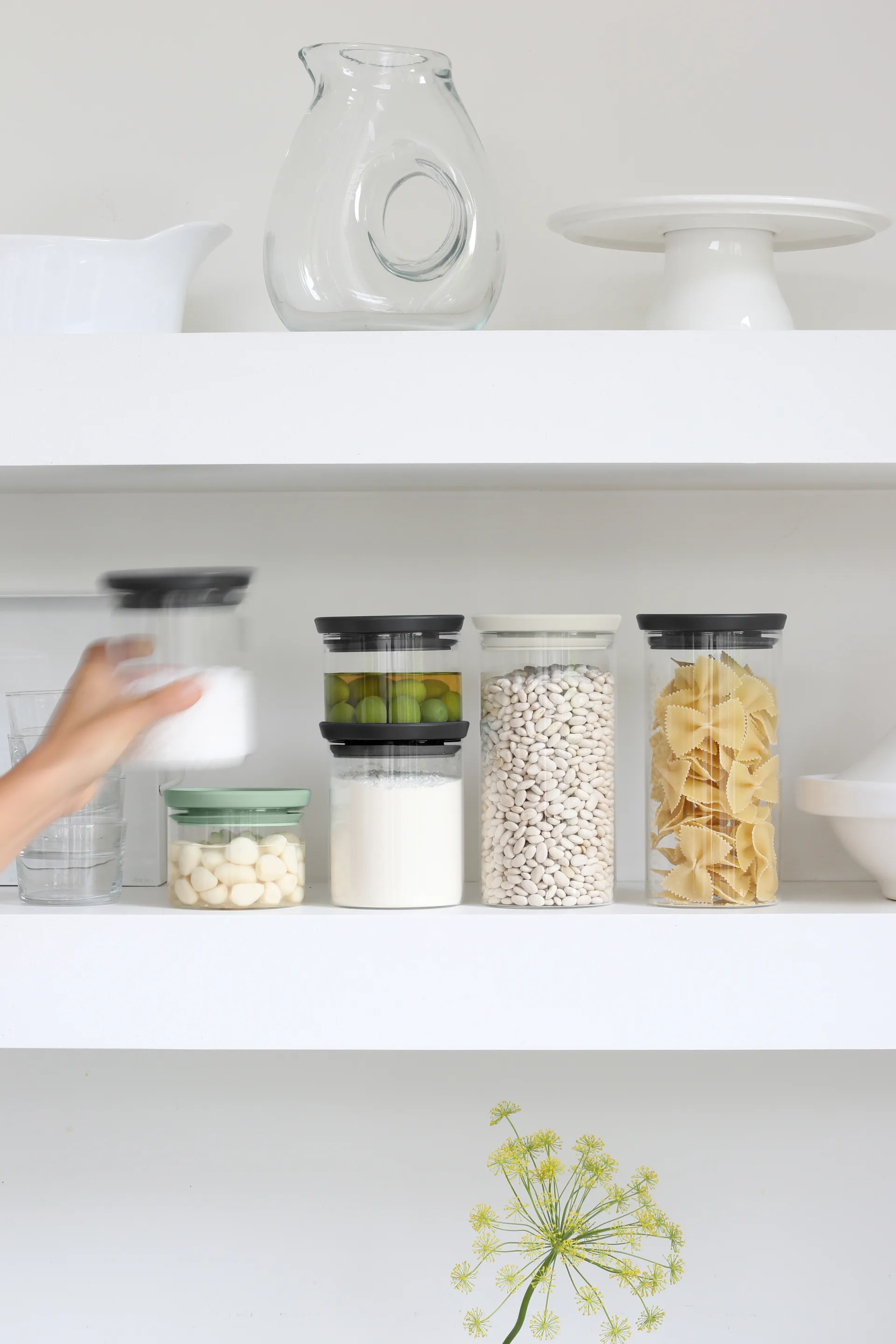 Brabantia voorraadbussen glas 3-pack, Zwart-grijs-groen Brabantia