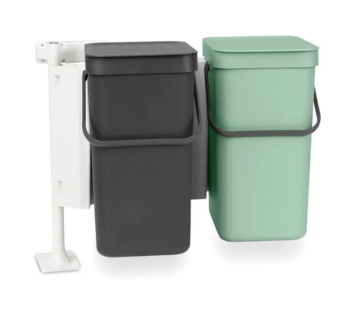 Inbouwsysteem Sort & Go 2x12 L - Donkergrijs & jade green - Brabantia