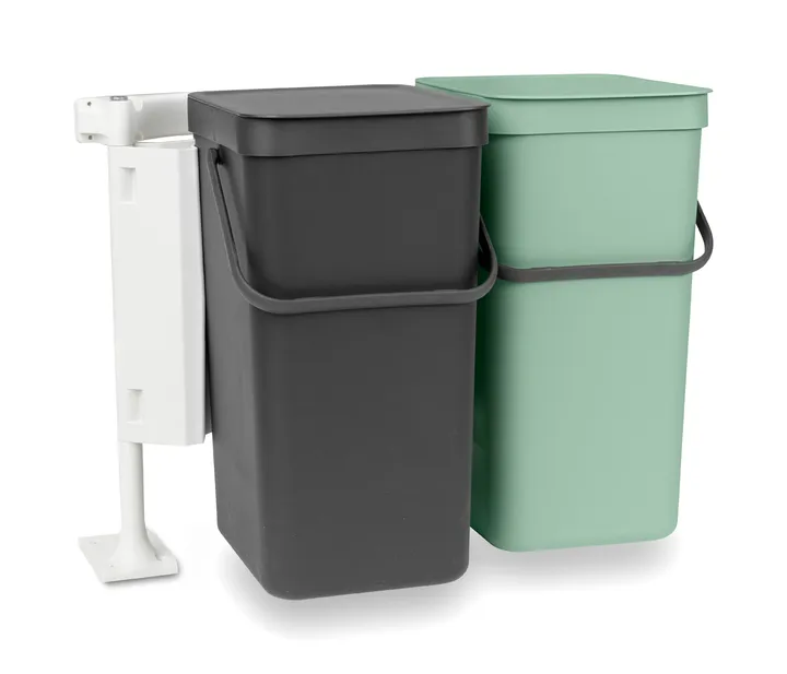 Inbouwsysteem Sort & Go 2x16 L - Donkergrijs & jade green - Brabantia