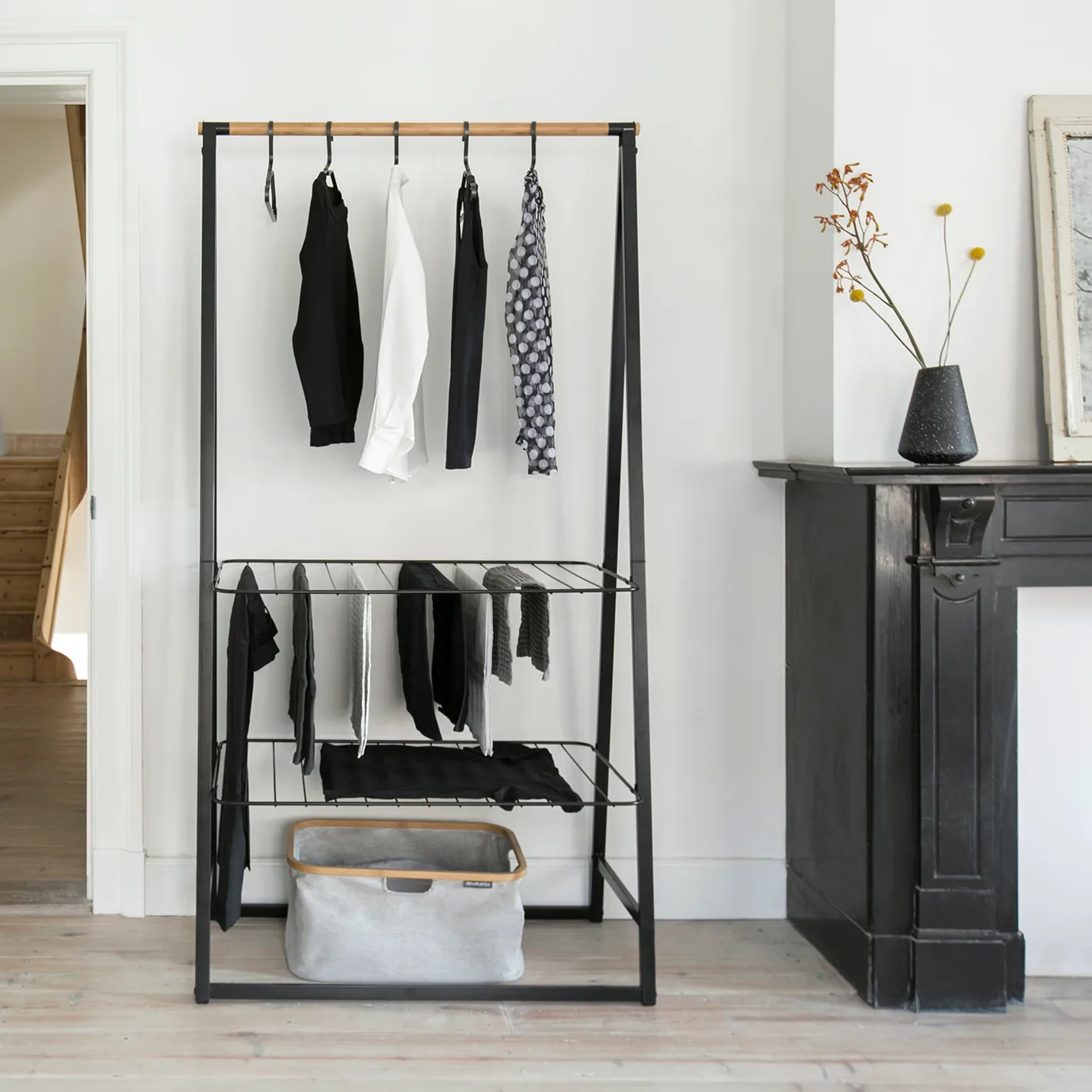 Linn kledingrek large, Zwart Brabantia