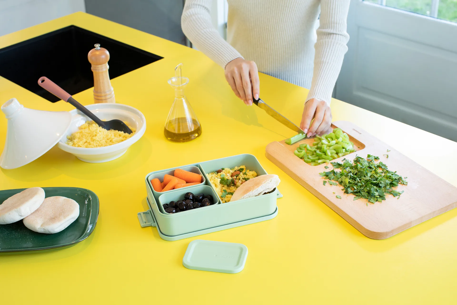 Make & Take bento lunchbox groot 2 L, Jade Green Brabantia