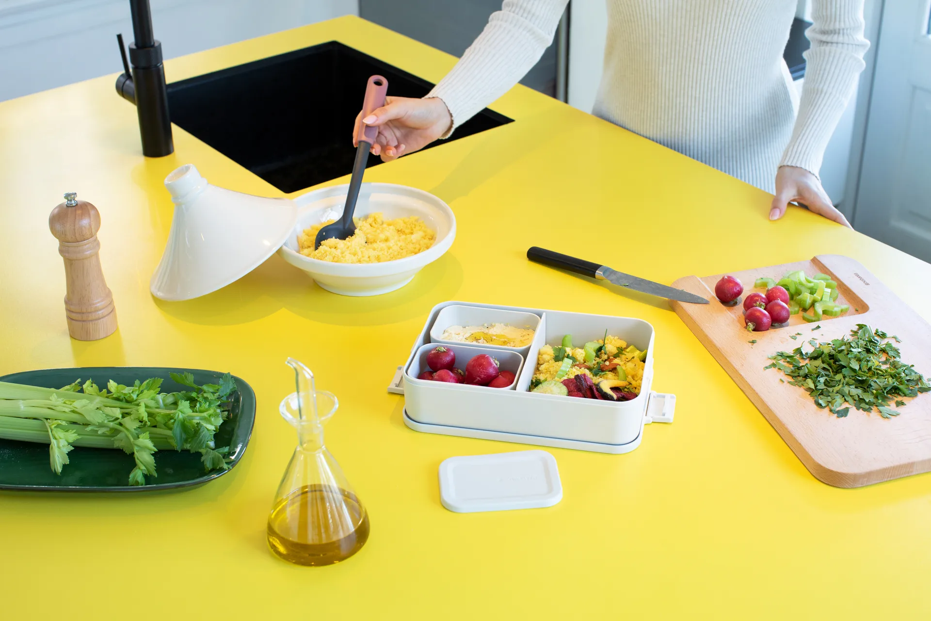 Make & Take Bento lunchtrommel groot 2 L, Lichtgrijs Brabantia