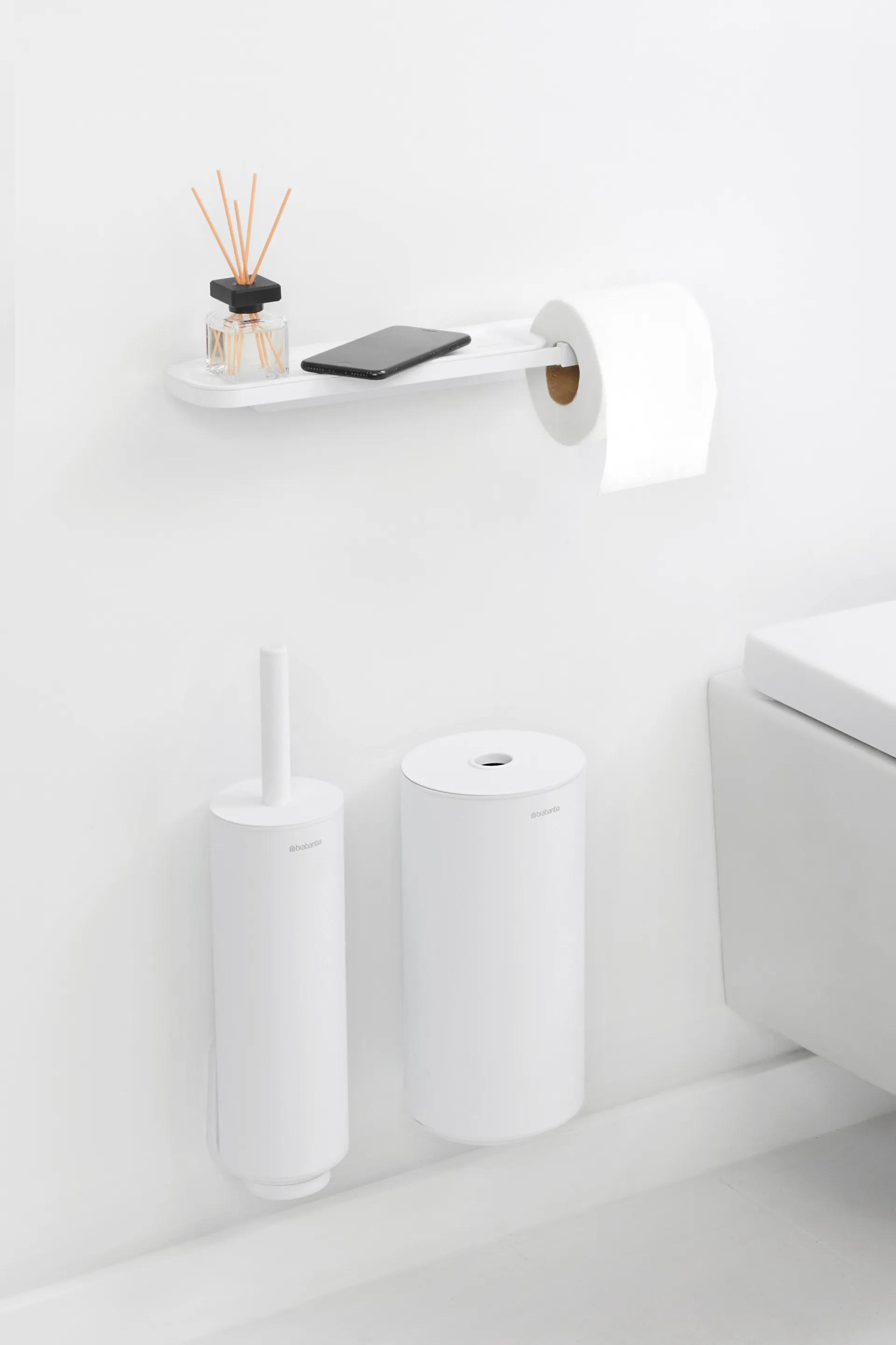 MindSet toiletrolhouder met plankje , Mineral Fresh White Brabantia