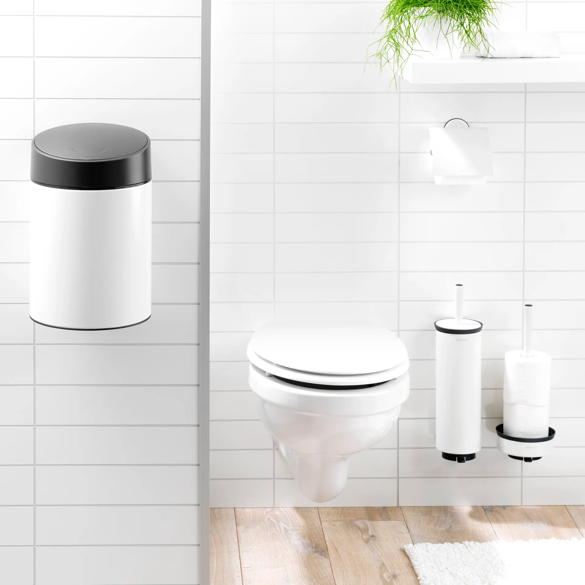 Profile toiletborstel met muurbevestiging, puur wit Brabantia