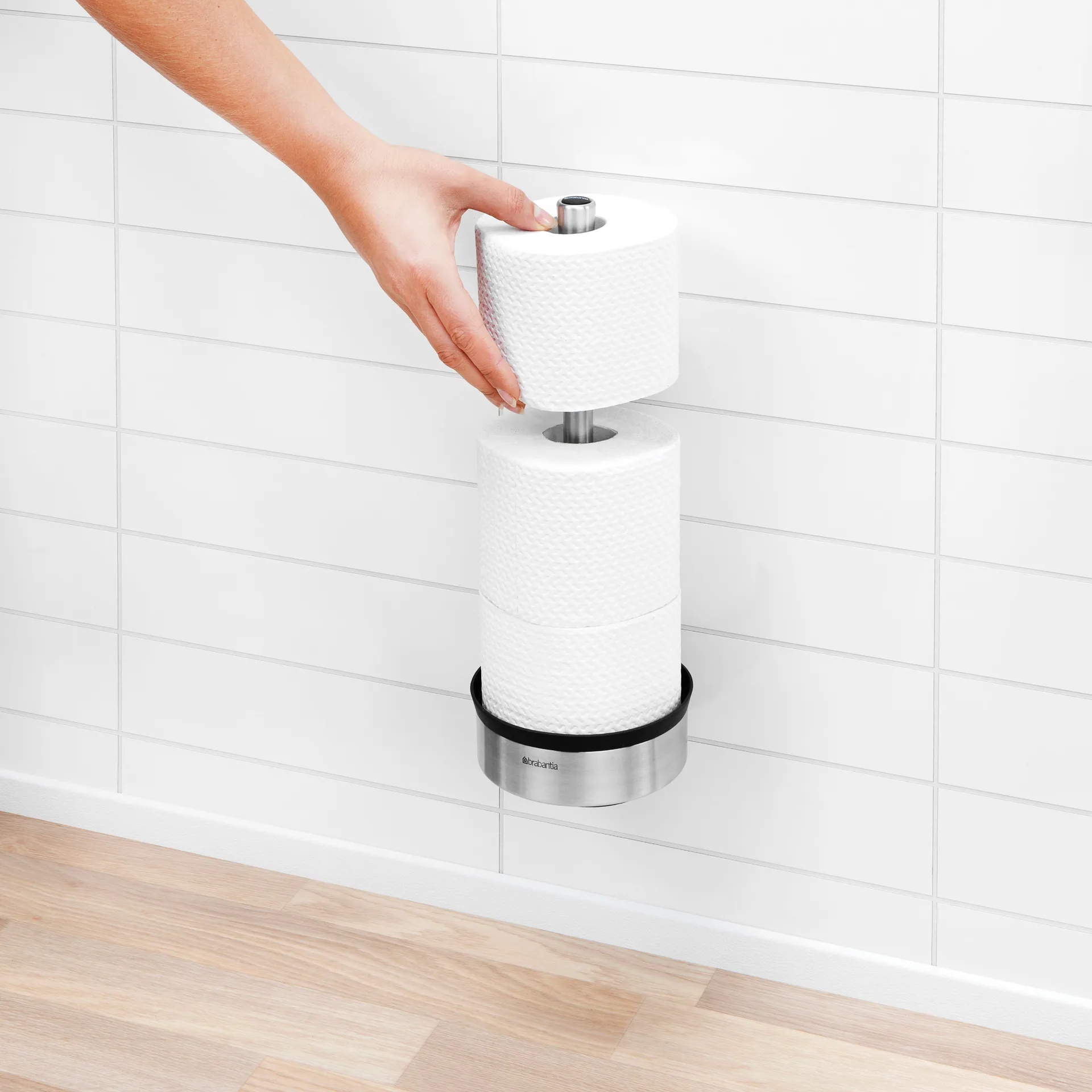 Profile wc-papierverdeler voor 3 rollen, mat staal Brabantia