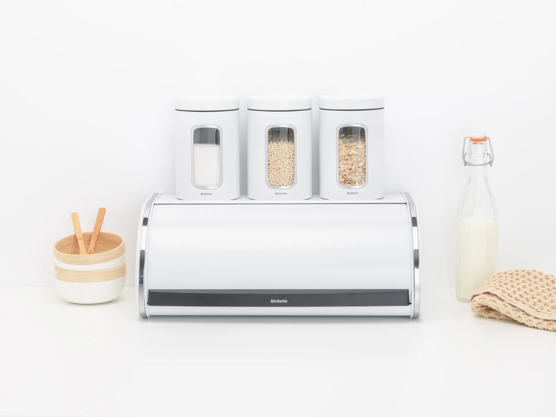 Roll Top broodtrommel medium, Wit Brabantia