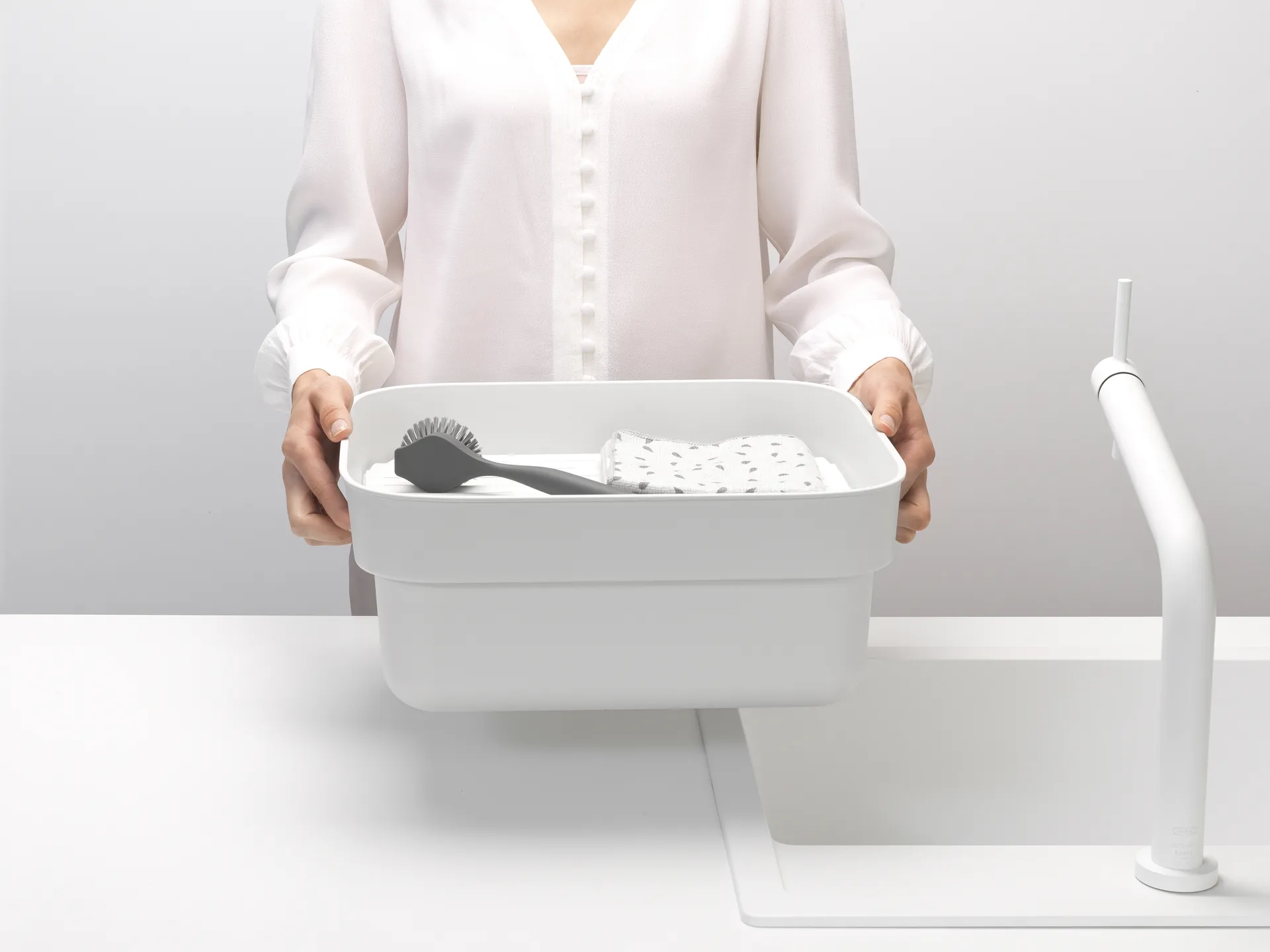 Sinkside afwasteiltje met droogplankje 34x37 cm, Lichtgrijs Brabantia