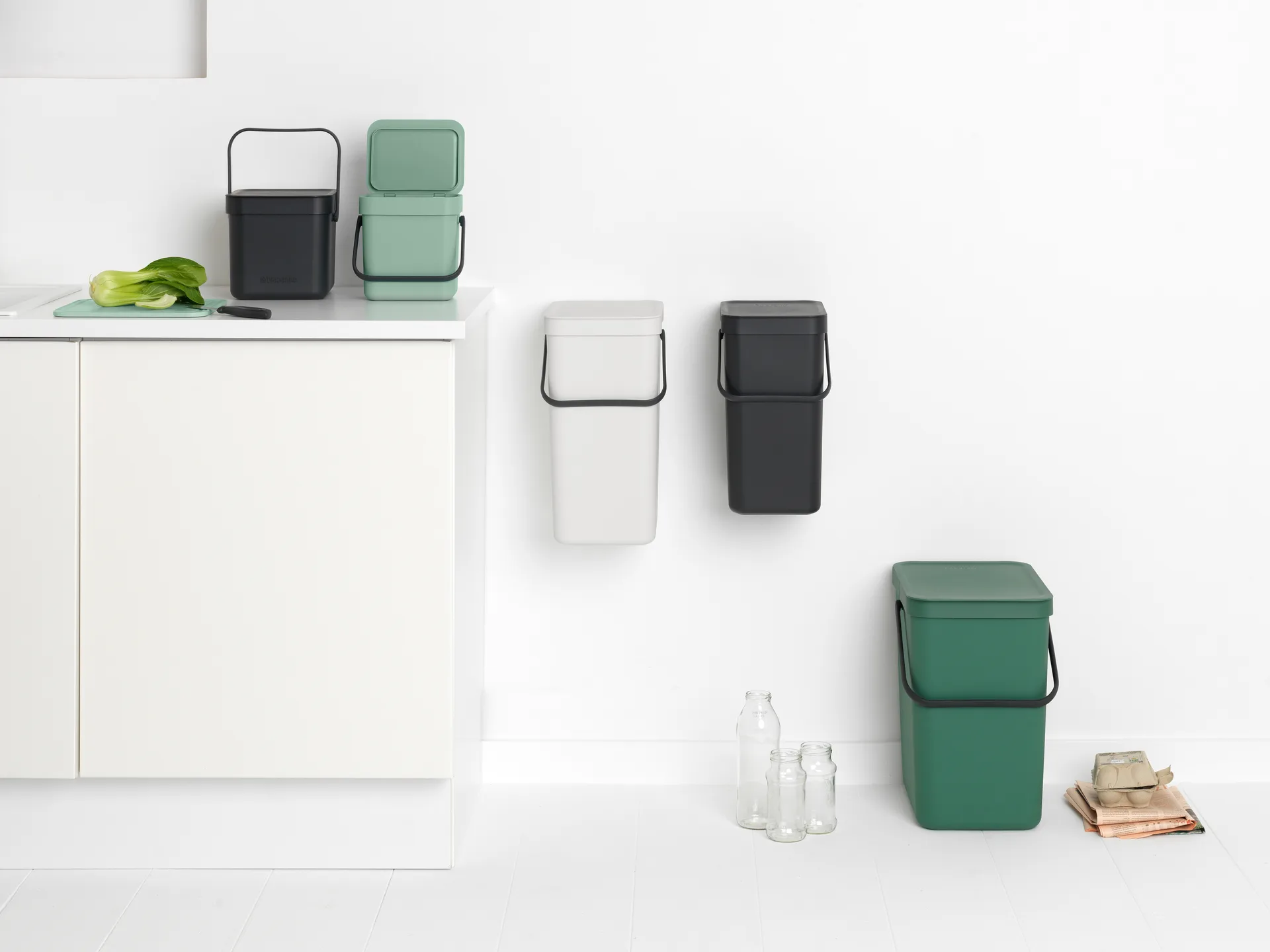 Sort & Go afvalbak 3 L, Jade green Brabantia