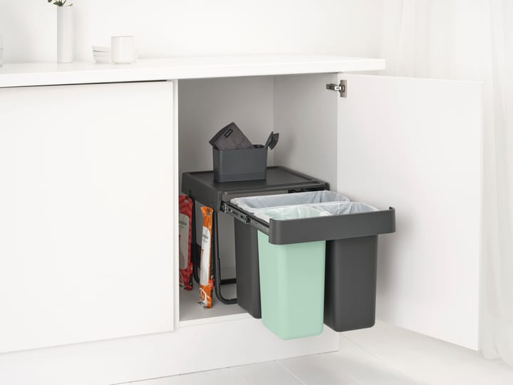 Sort&Go Inbouwbare afvalemmer, 10+10+20 L, Donkergrijs Brabantia