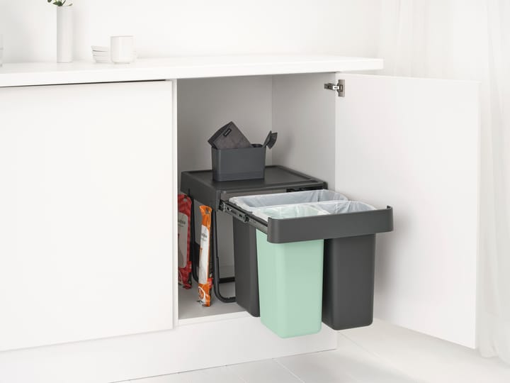 Sort&Go Inbouwbare afvalemmer, 10+10+20 L - Donkergrijs - Brabantia