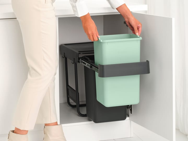 Sort&Go Inbouwbare afvalemmer, 2x15 L - Donkergrijs - Brabantia